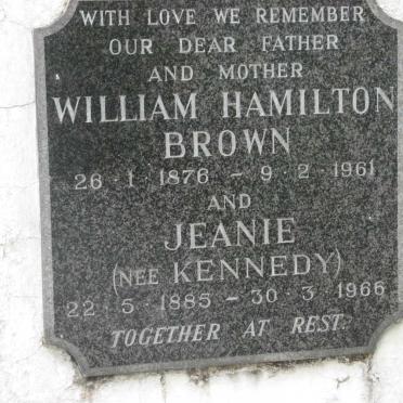 BROWN William Hamilton 1876-1961 &amp; Jeanie KENNEDY 1885-1966