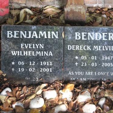 BENJAMIN Evelyn Wilhelmina 1911-2001 :: BENDER Dereck Melville 1947-2005