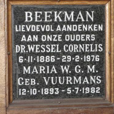 BEEKMAN Wessel Cornelis 1886-1976 &amp; Maria W.G.M. VUURMANS 1893-1982