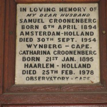 CROONENBERG Samuel 1894-1954 &amp; Catharina 1895-1978