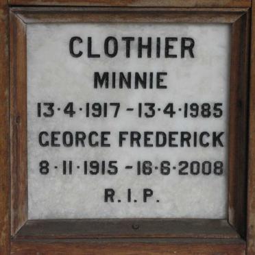 CLOTHIER George Frederick 1915-2008 &amp; Minnie 1917-1985