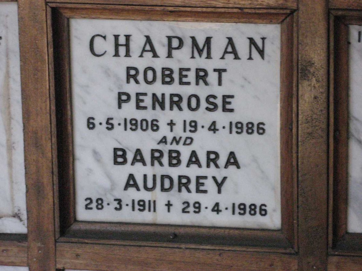 CHAPMAN Robert Penrose 1906-1986 &amp; Barbara Audrey 1911-1986