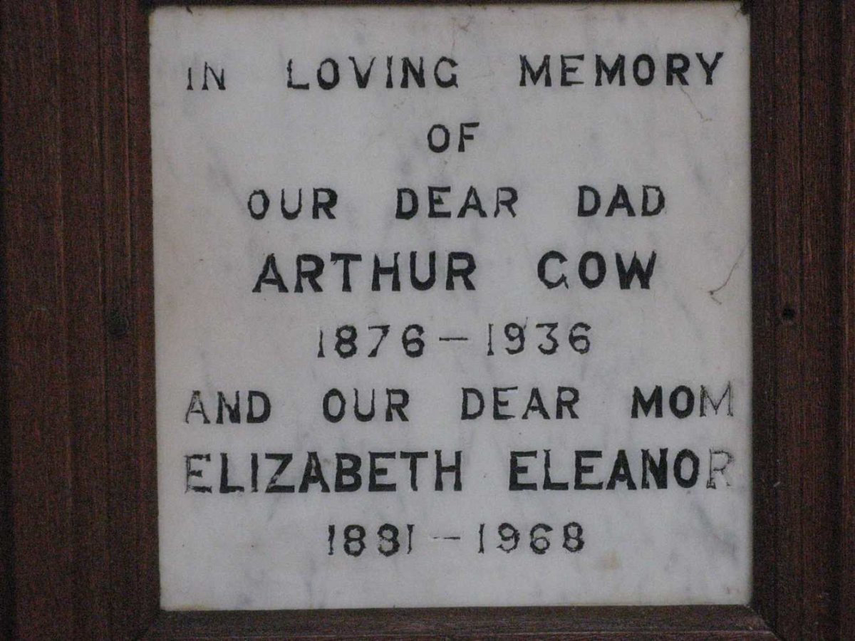 COW Arthur 1876-1936 &amp; Elizabeth Eleanor 1891-1968