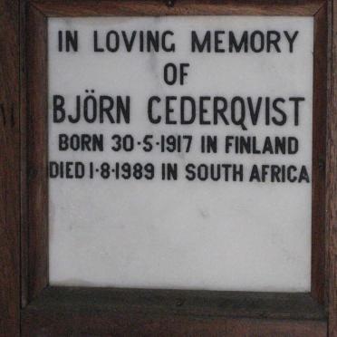CEDERQVIST Björn 1917-1989