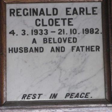 CLOETE Reginald Earle 1933-1982