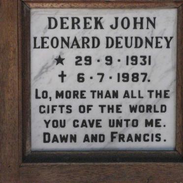 DEUDNEY Derek John Leonard 1931-1987