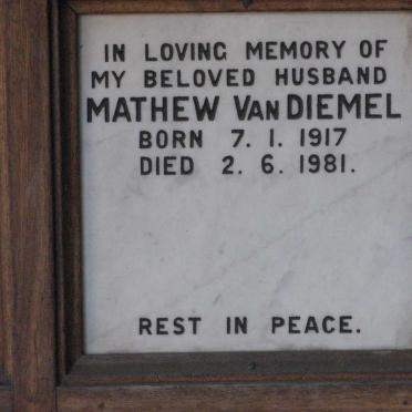 DIEMEL Mathew, van 1917-1981