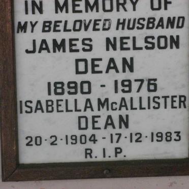 DEAN James Nelson 1890-1976 &amp; Isabella McAllister 1904-1983