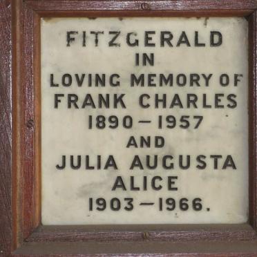 FITZGERALD Frank Charles 1890-1957 &amp; Julia Augusta Alice 1903-1966