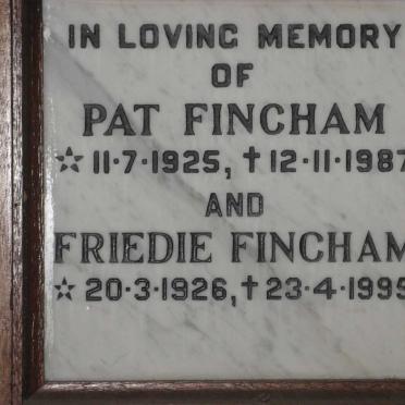 FINCHAM Pat 1925-1987 &amp; Friedie 1926-1995