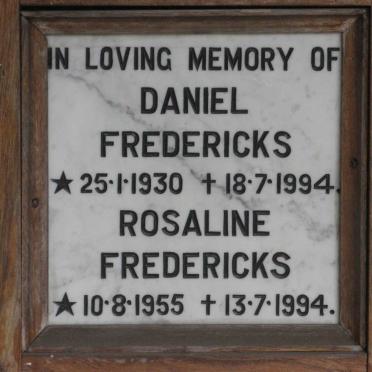 FREDERICKS Daniel 1930-1994 &amp; Rosaline 1955-1994