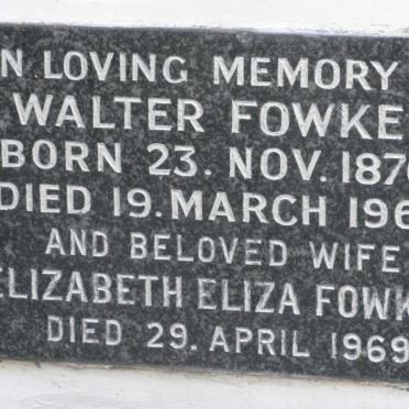 FOWKES Walter 1870-1966 &amp; Elizabeth Eliza -1969