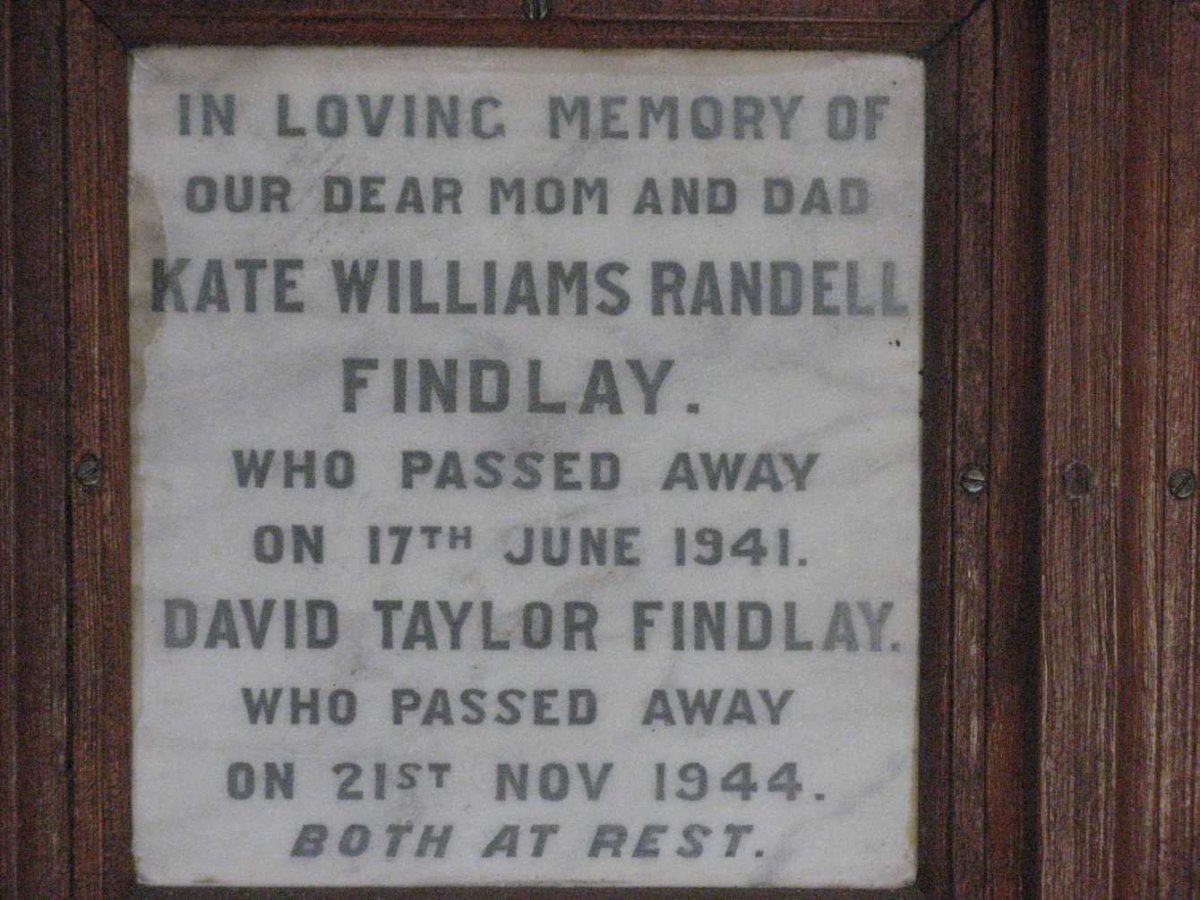 FINDLAY David Taylor -1944 &amp; Kate Williams Randell -1941