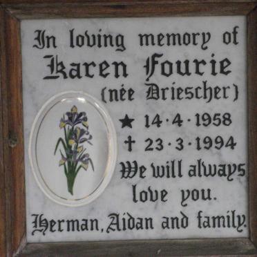FOURIE Karen nee DRIESCHER 1958-1994