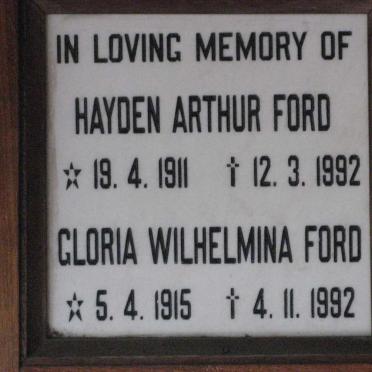 FORD Hayden Arthur 1911-1992 &amp; Gloria Wilhelmina 1915-1992