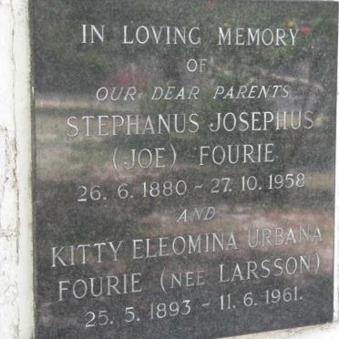 FOURIE Stephanus Josephus 1880-1958 &amp; Kitty Eleomina Urbana LARSSON 1893-1961