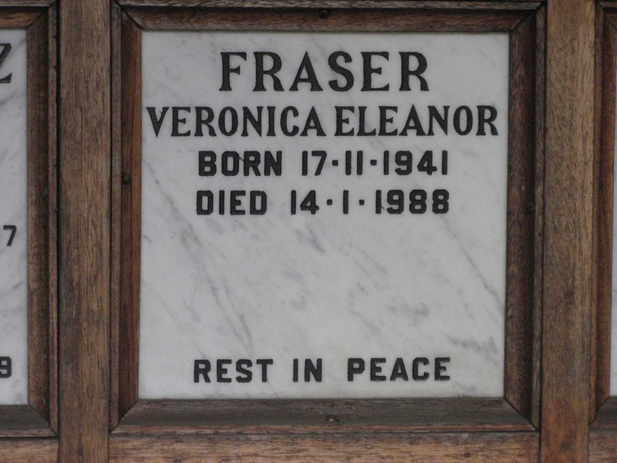 FRASER Veronica Eleanor 1941-1988