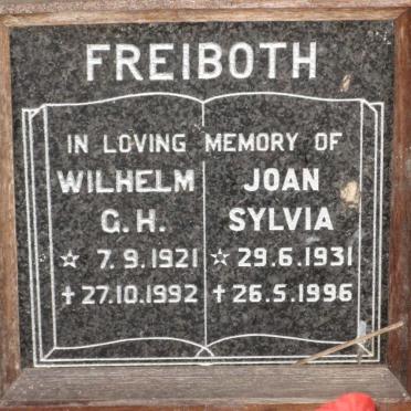 FREIBOTH Wilhelm G.H. 1921-1992 &amp; Joan Sylvia 1931-1996