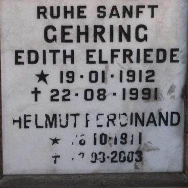 GEHRING Helmut Ferdinand 1911-2003 &amp; Edith Elfriede 1912-1991
