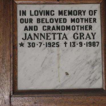 GRAY Jannetta 1925-1987