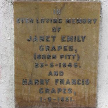 GRAPES Harry Francis -1951 &amp; Janet Emily PITT -1946