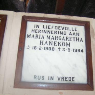 HANEKOM Maria Margaretha 1908-1984