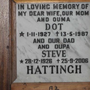 HATTINGH Steve 1926-2006 &amp; Dot 1927-1987