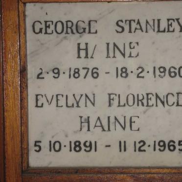 HAINE George Stanley 1876-1960 &amp; Evelyn Florence 1891-1965