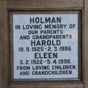 HOLMAN Harold 1925-1986 &amp; Eleen 1922-1998