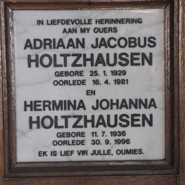 HOLTZHAUSEN Adriaan Jacobus 1929-1981 &amp; Hermina Johanna 1936-1996