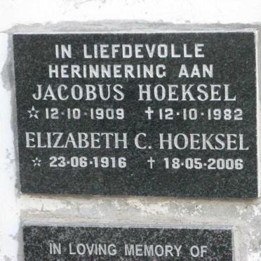 HOEKSEL Jacobus 1909-1982 &amp; Elizabeth C. 1916-2006