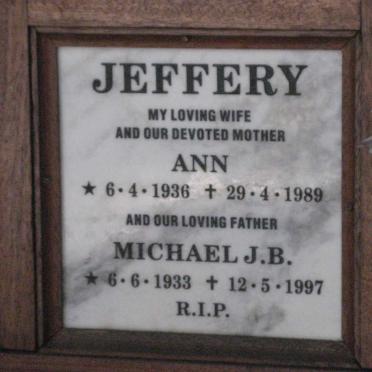 JEFFERY Michael J.B. 1933-1997 &amp; Ann 1936-1989