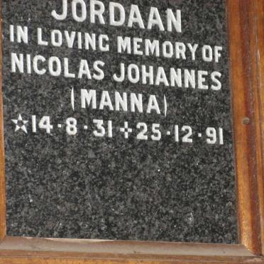 JORDAAN Nicolas Johannes 1931-1991