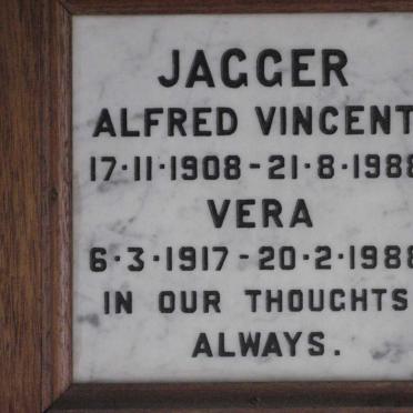 JAGGER Alfred Vincent 1908-1988 &amp; Vera 1917-1988