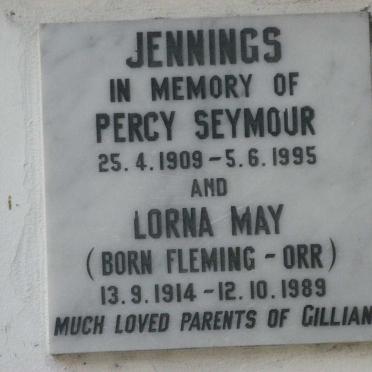 JENNINGS Percy Seymour 1909-1995 &amp; Lorna May FLEMMING-ORR 1914-1989