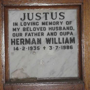 JUSTUS Herman William 1935-1986