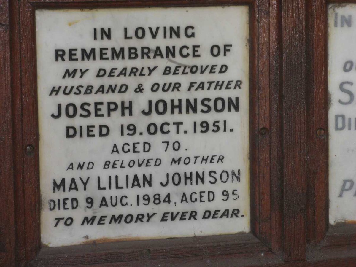 JOHNSON Joseph -1951 &amp; May Lilian -1984