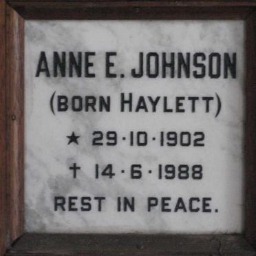 JOHNSON Anne E. nee HAYLETT 1902-1988