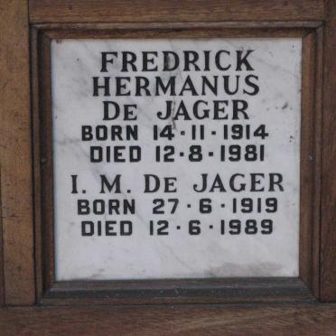 JAGER Fredrick Hermanus, de 1914-1981 &amp; I.M. 1919-1989