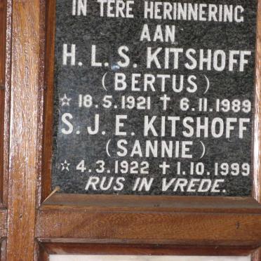 KITSHOFF H.L.S. 1921-1989 &amp; S.J.E. 1922-1999