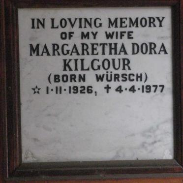 KILGOUR Margaretha Dora nee WURSCH 1926-1977