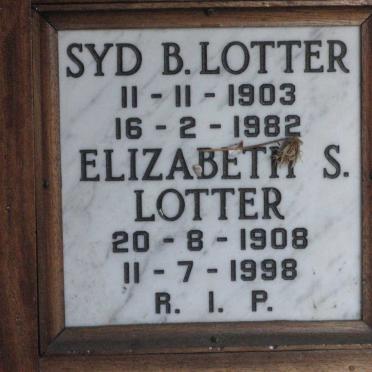 LOTTER Syd B. 1903-1982 &amp; Elizabeth S. 1908-1998