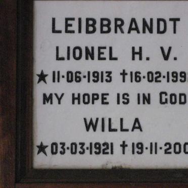 LEIBBRANDT Lionel H.V. 1913-1992 &amp; Willa 1921-2001