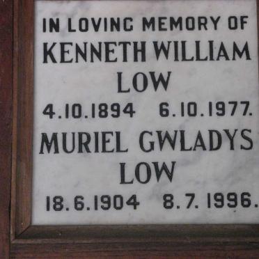 LOW Kenneth William 1894-1977 &amp; Muriel Gwladys 1904-1996