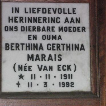 MARAIS Berthina Gerthina nee VAN ECK 1911-1992