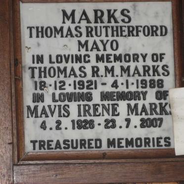 MARKS Thomas Rutherford Mayo 1921-1988 &amp; Mavis Irene 1926-2007