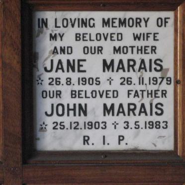 MARAIS John 1903-1983 &amp; Jane 1905-1979
