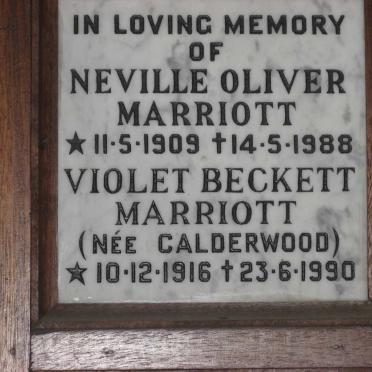 MARRIOTT Neville Oliver 1909-1988 &amp; Violet Beckett CALDERWOOD 1916-1990