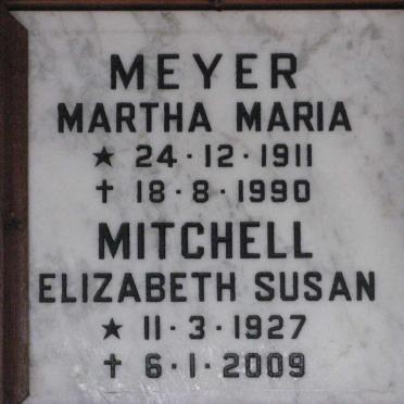 MEYER Martha Maria 1911-1990 :: MITCHELL Elizabeth Susan 1927-2009