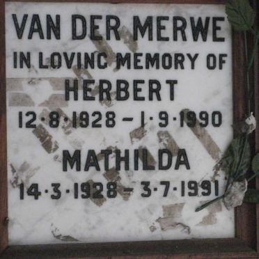 MERWE Herbert, van der 1928-1990 &amp; Mathilda 1928-1991